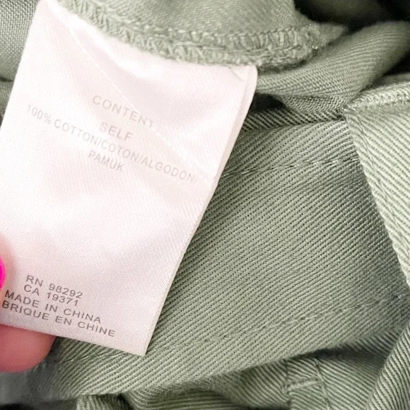 Tibi Green Slouch Tie Waist Cargo Pants